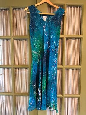 Simply Silk Teal & Blue Midi Dress